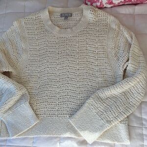 J. Crew Pointelle Cream Crewneck Sweater